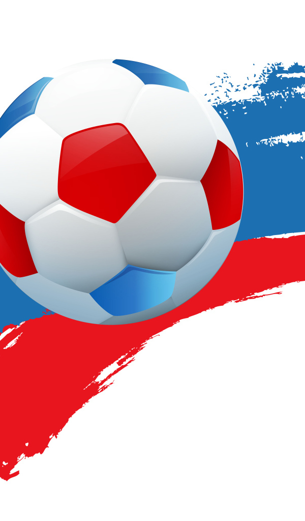 Футбольный мяч на фоне российского флага 