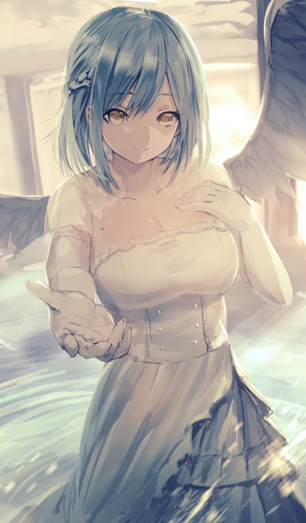 Anime girl with angel wings