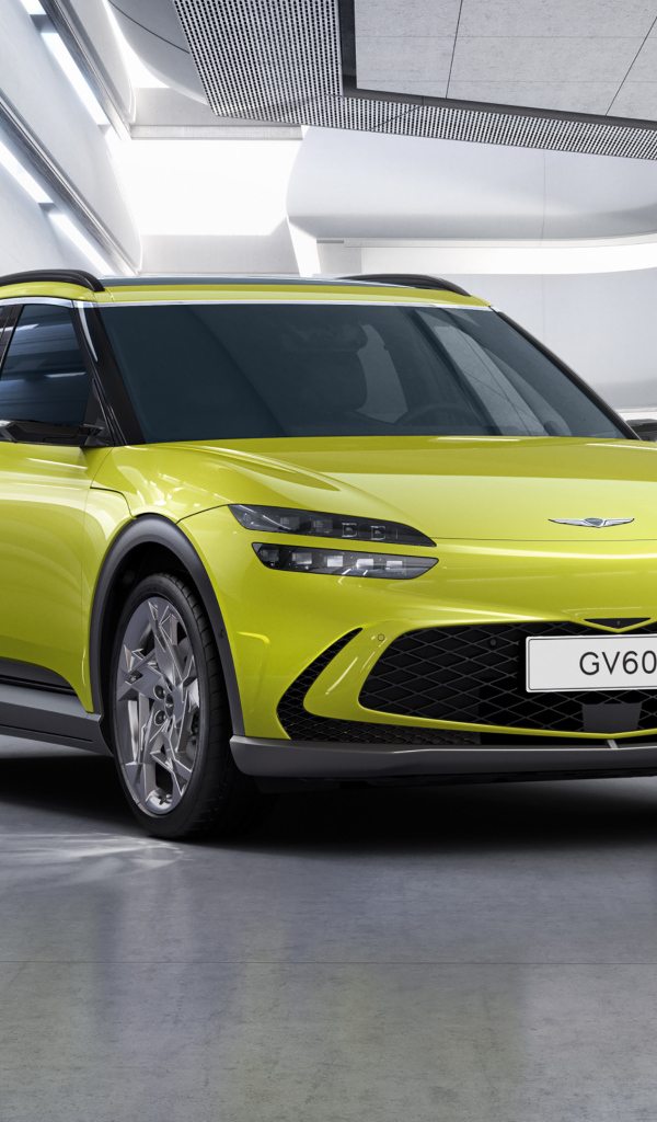 Yellow car Genesis GV60, 2021 in the building