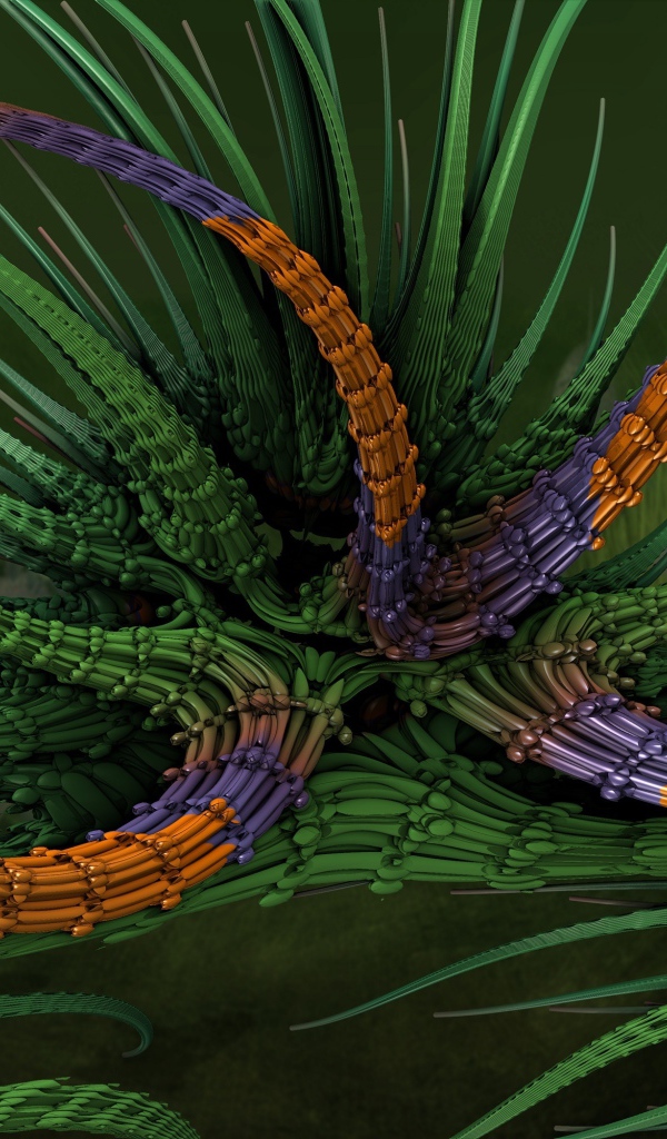 Абстрактный фрактальный цветок на зеленом фоне 