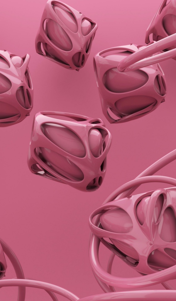 Абстрактные розовые квадраты с кольцами 