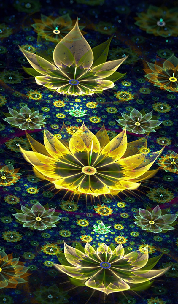 Красивые 3д цветы на черном фоне