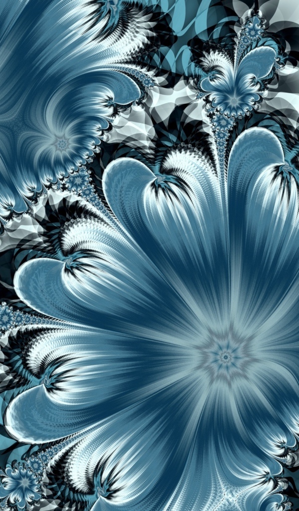 Красивый абстрактный синий цветок с узорами 