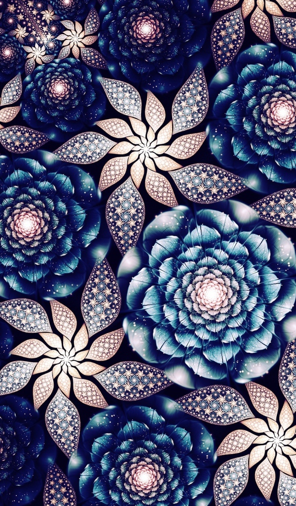 Красивые абстрактные цветы с неоновым свечением