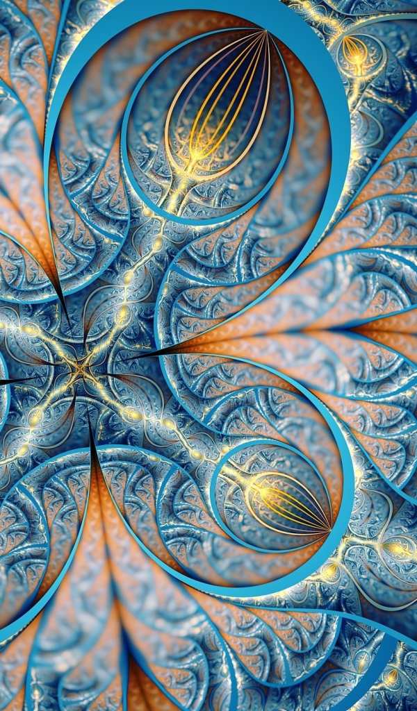 Красивый фрактальный голубой 3д рисунок 