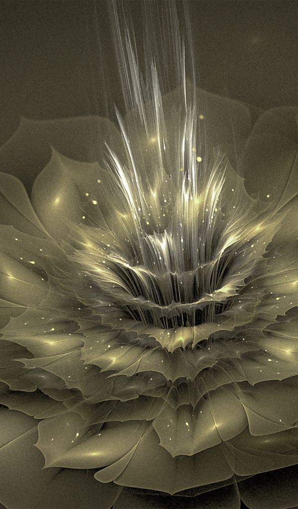 Красивый золотой цветок с блеском 3д графика