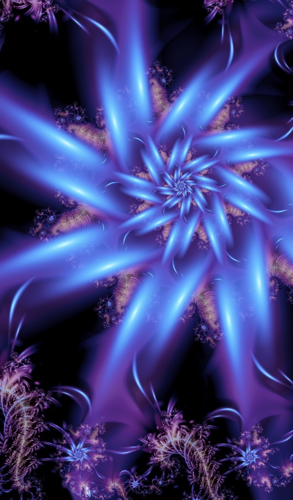 Красивый неоновый абстрактный цветок на черном фоне 