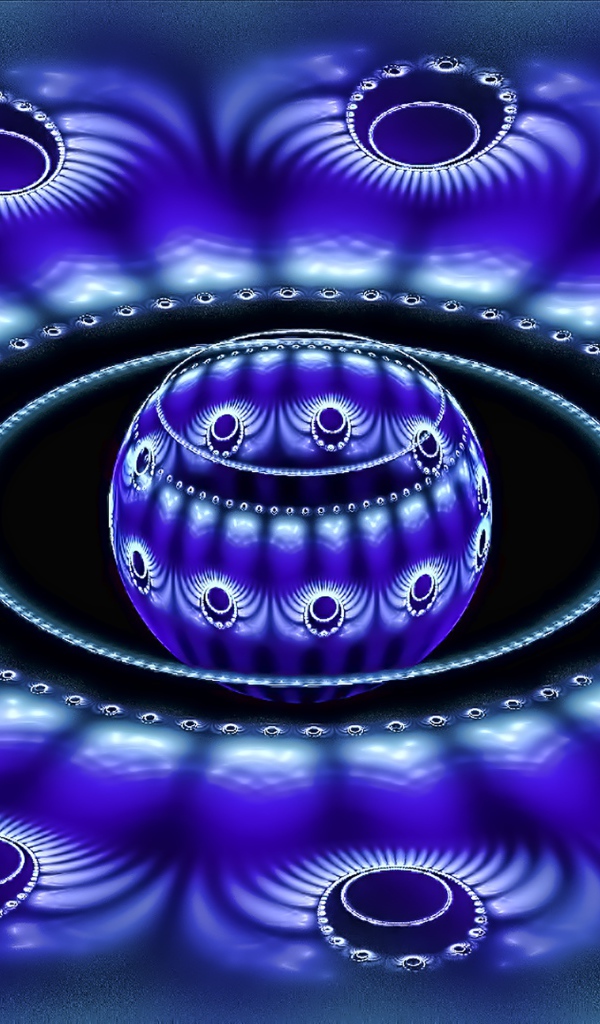 Синий цветок со сферой внутри 3д графика