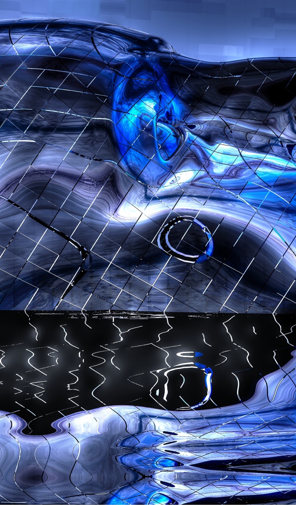 Синяя голова в воде 3д графика