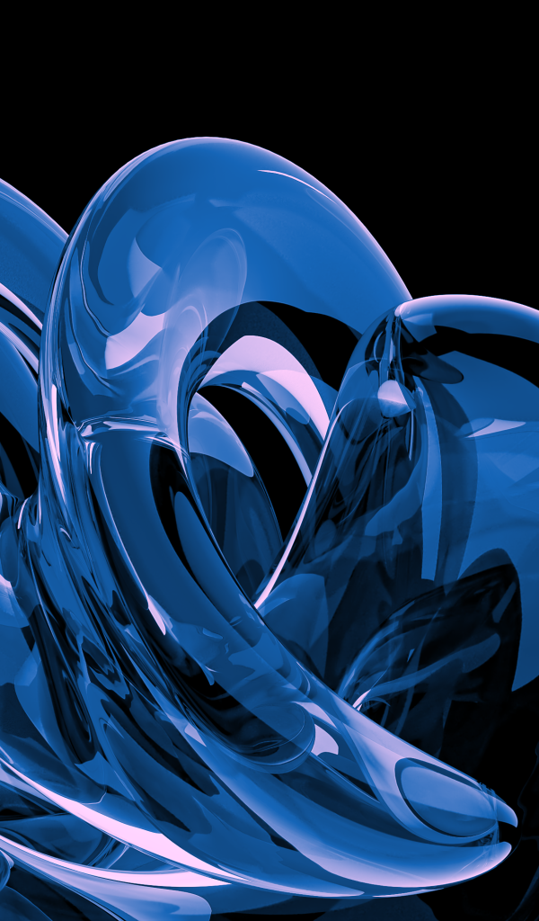 Голубая прозрачная спираль на черном фоне 