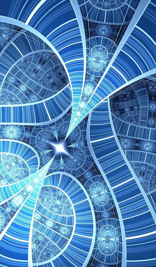 Голубой волнистый фрактальный узор