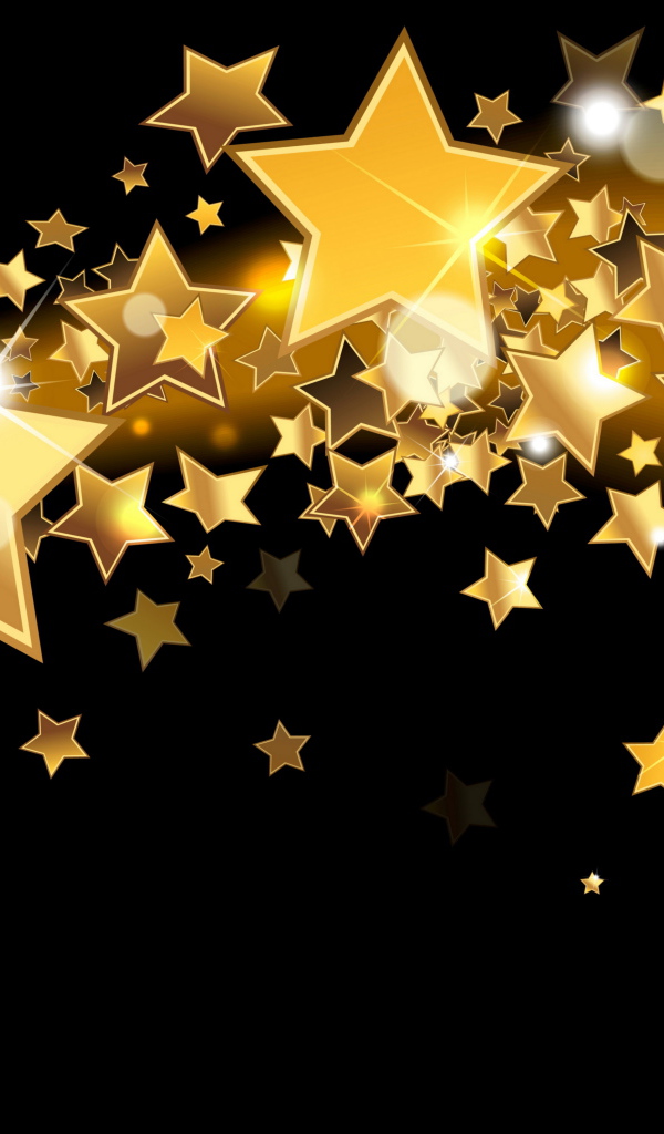 Яркие золотые звезды на черном фоне