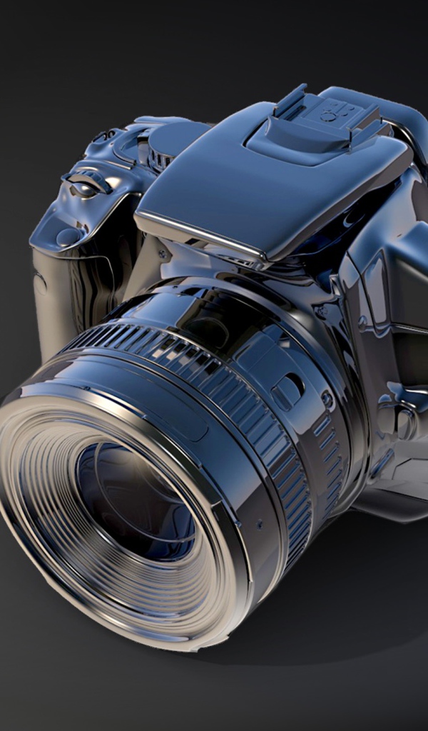 Фотоаппарат canon на черном фоне 3д  графика