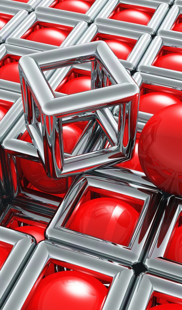 Хромированные кубы с красными шариками