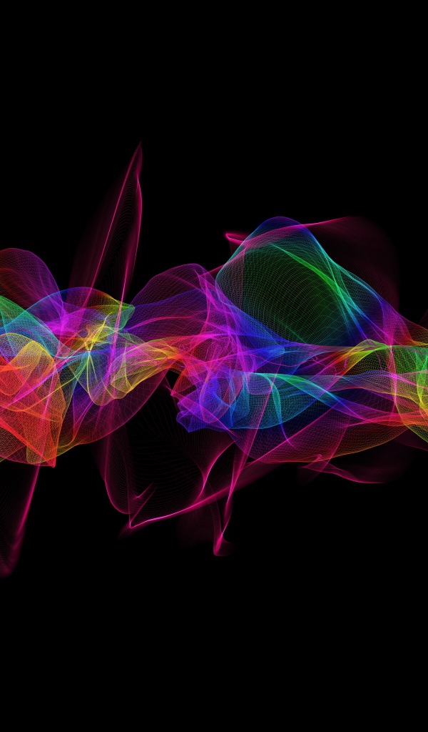 Красочные яркие абстрактные волны на черном фоне