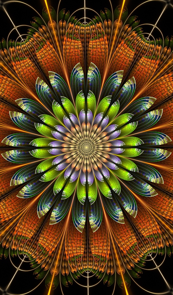 Цифровой цветок мандала крупным планом