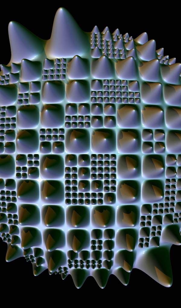 Фрактальная 3д сфера с шипами на черном фоне