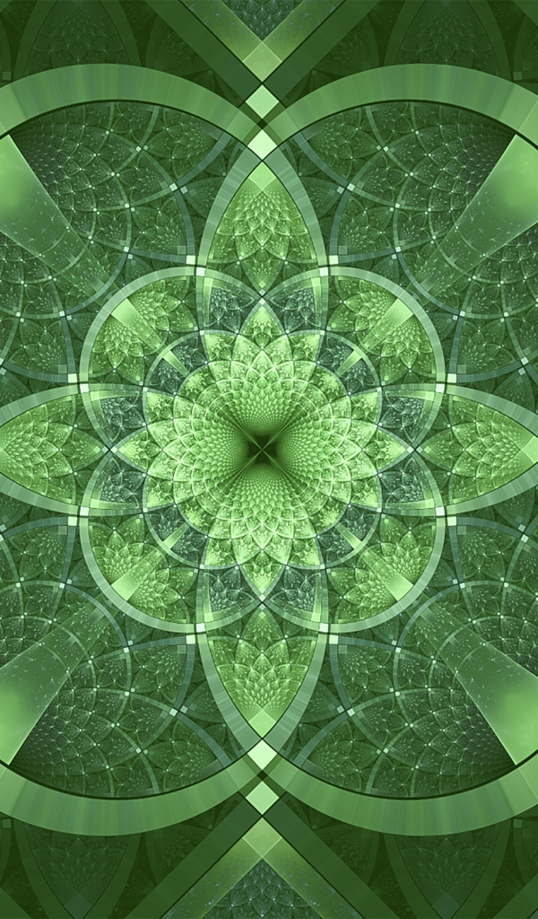 Фрактальный зеленый узор с фигурами