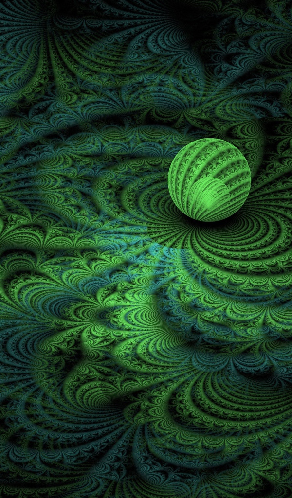 Светящаяся сфера на узорном фоне 