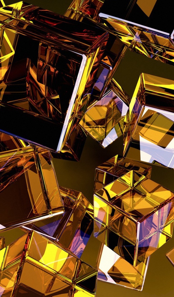 Золотые кубы в воздухе 3д графика