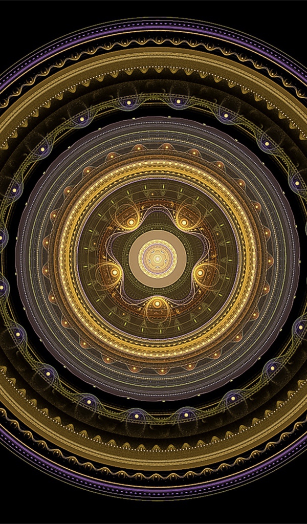 Золотой рисунок мандала на черном фоне