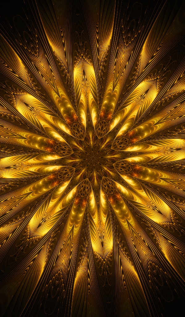 Золотой цветок мандала на черном фоне