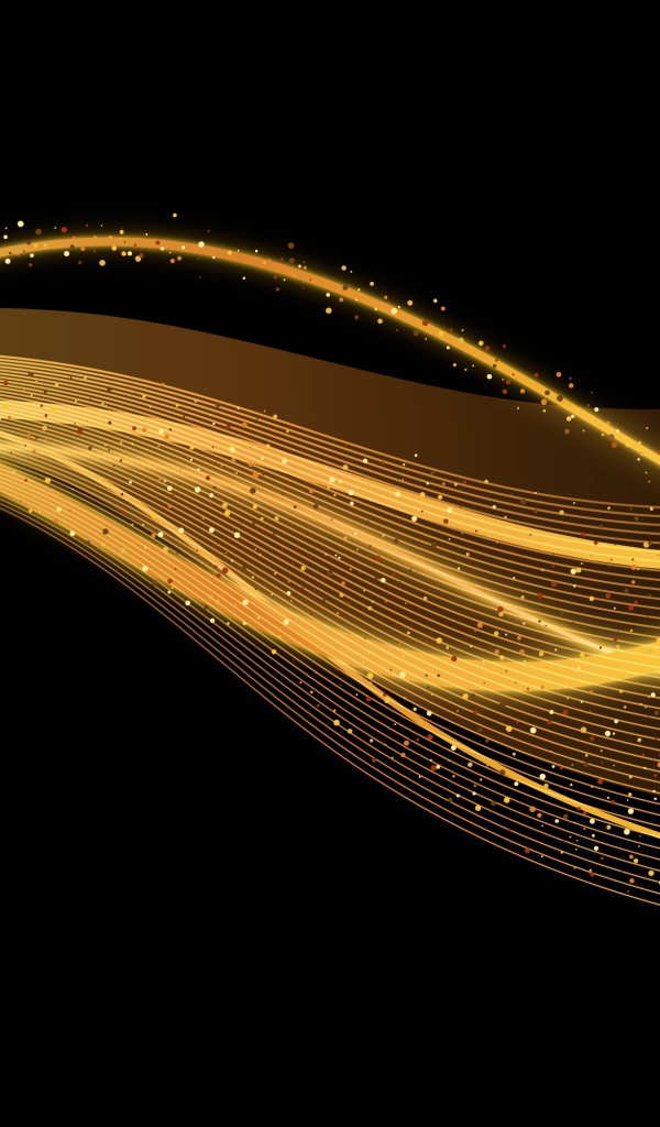 Золотистые волны с блестками на черном фоне 