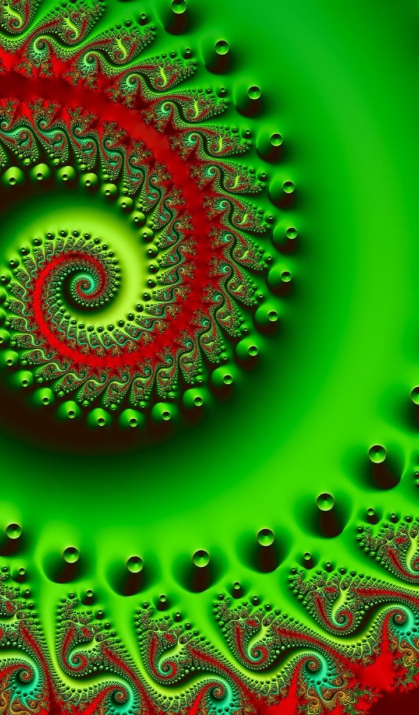 Зелено-красная абстрактная спираль 