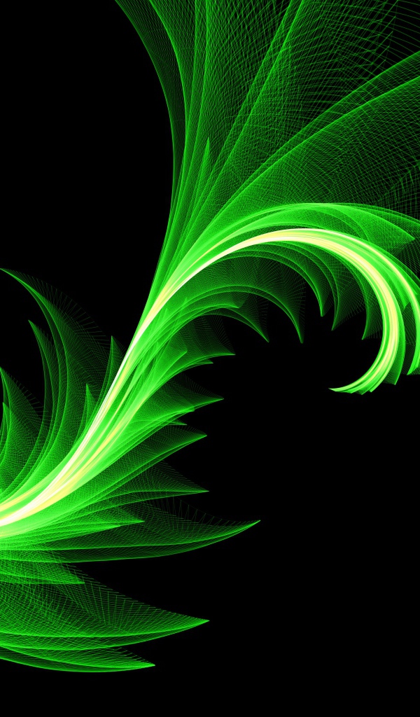 Зеленый волнистый абстрактный узор на черном фоне