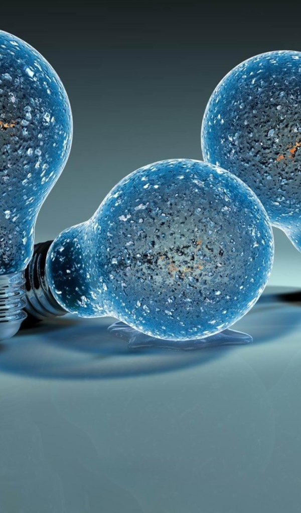 Ледяные лампочки на сером фоне 3д