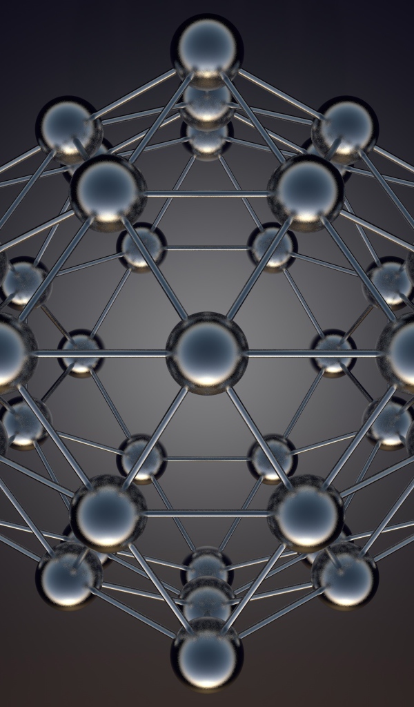 Икосаэдральная модель на сером фоне 3д графика