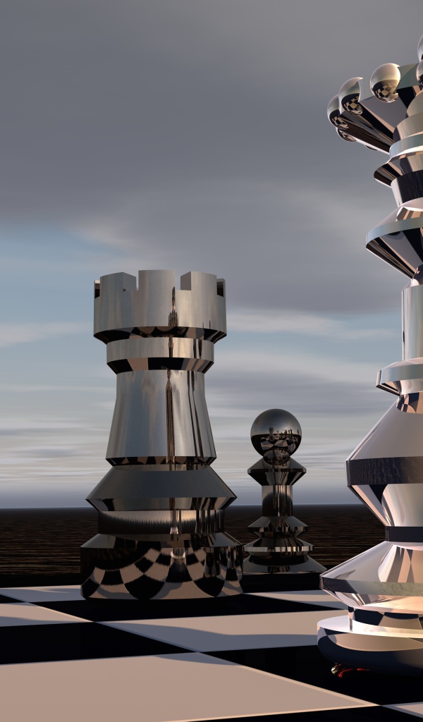 Большие стальные шахматные 3д фигуры