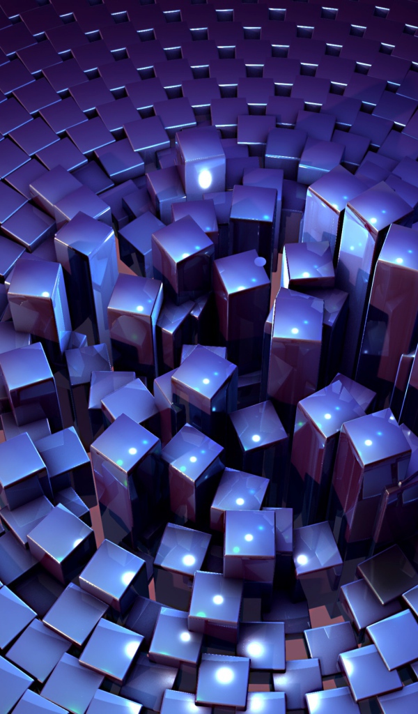 Много фиолетовых кубов 3д графика