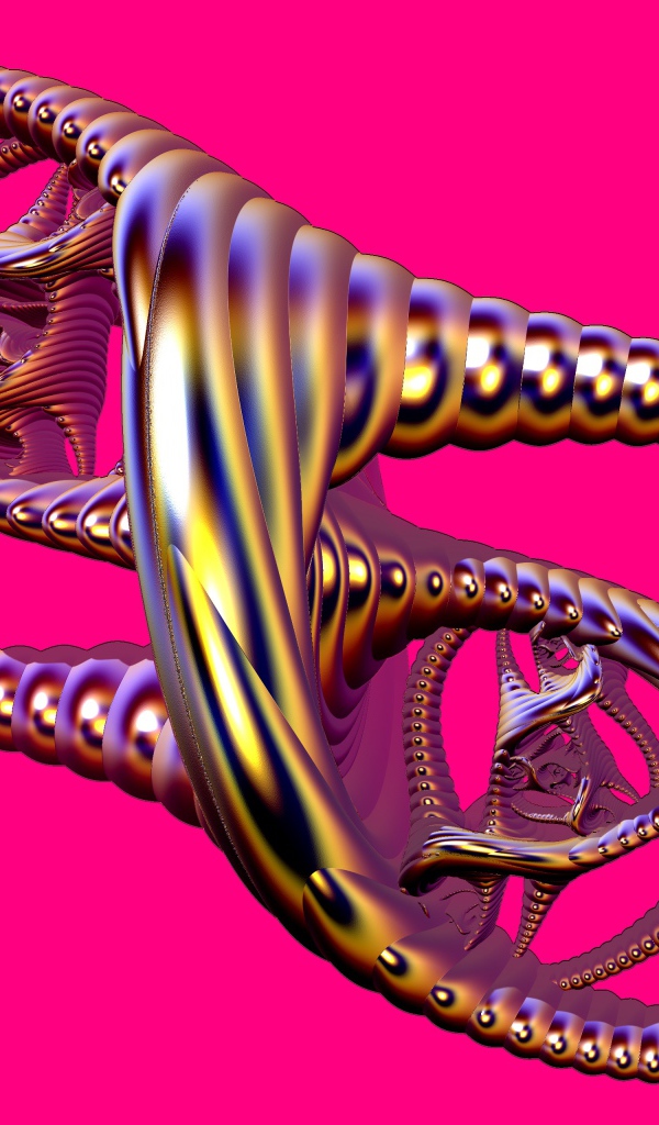 Металлический узел на розовом фоне 3д