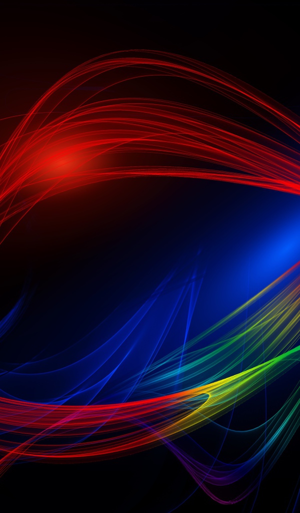 Разноцветные абстрактные волны на темном фоне