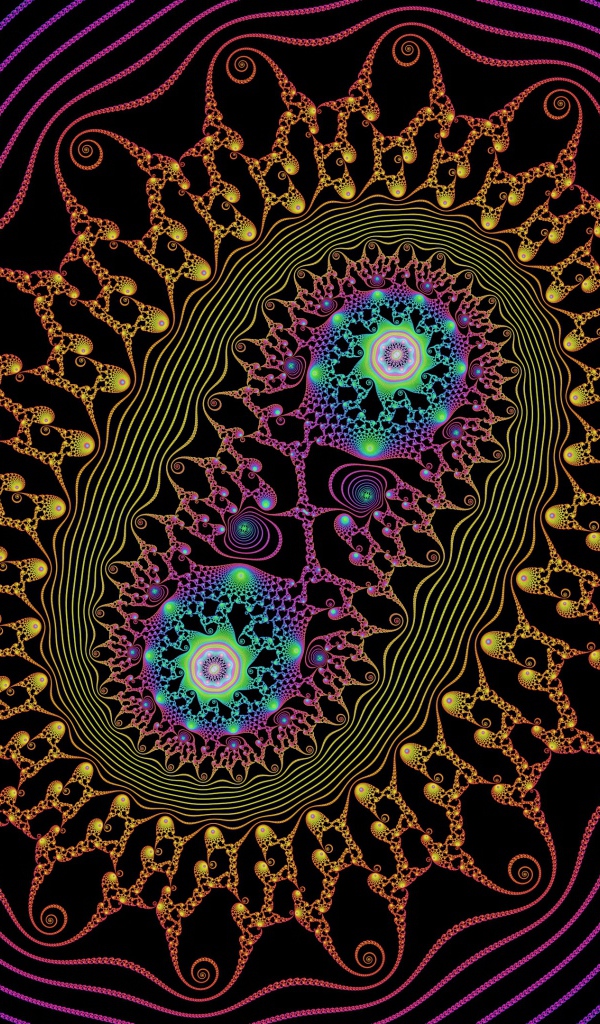 Разноцветный узор с бактериями на черном фоне