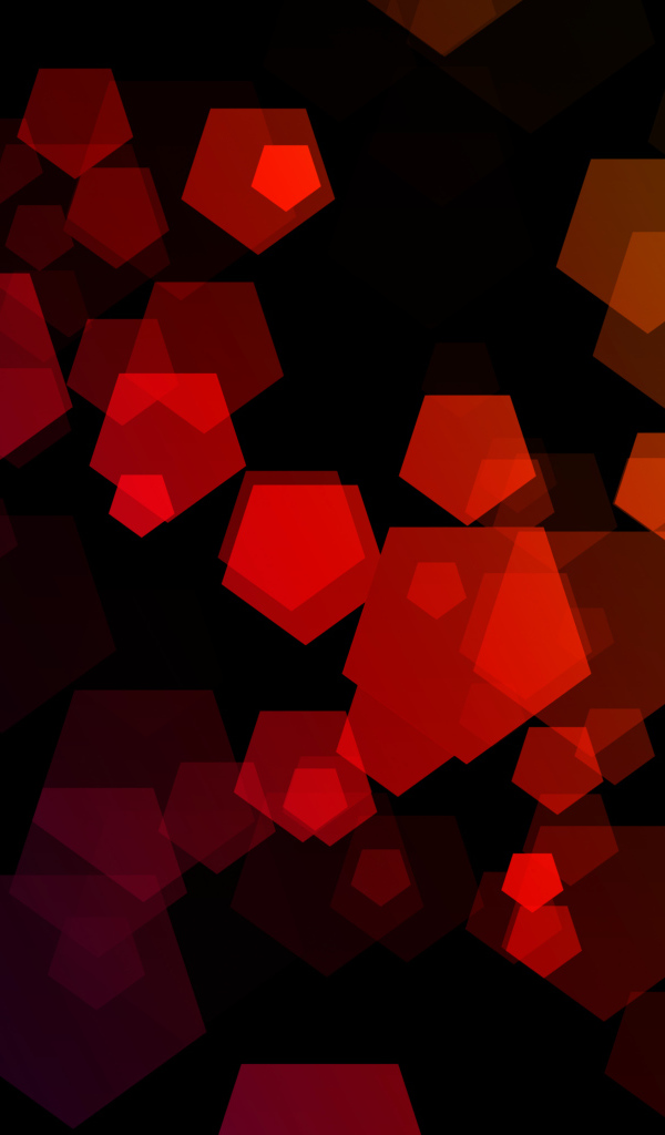 Разноцветные пятигранники на черном фоне