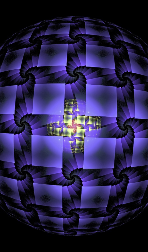 Фиолетовая сфера на черном фоне фрактал