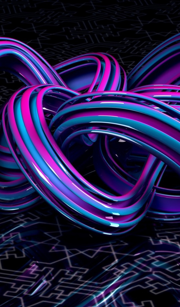 Узел из пурпурной проволоки на фоне необычного узора