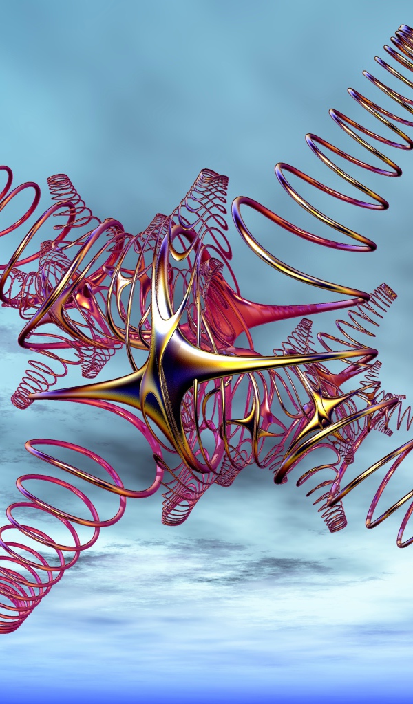 Красный спиральный рисунок на фоне неба