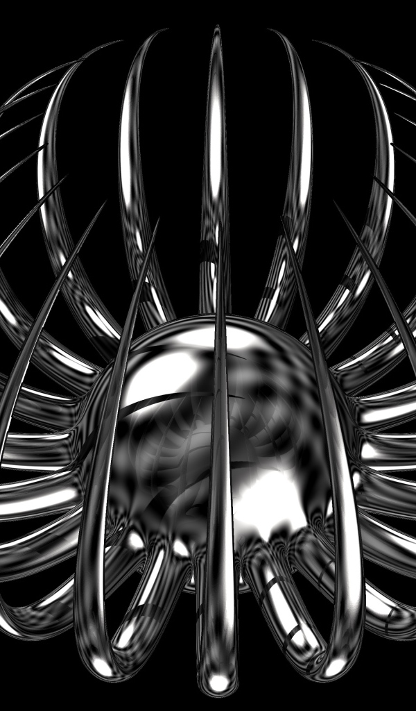 Серебряный цветок с острыми лепестками на черном фоне