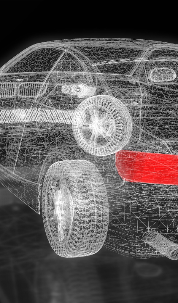 Трехмерная модель автомобиля на черном фоне