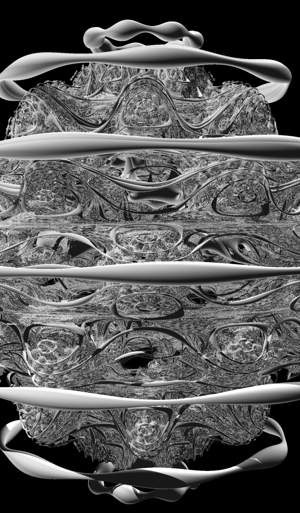 Белый фрактальный рисунок на черном фоне