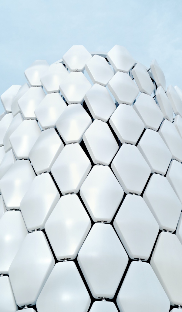 Белые соты на голубом фоне 