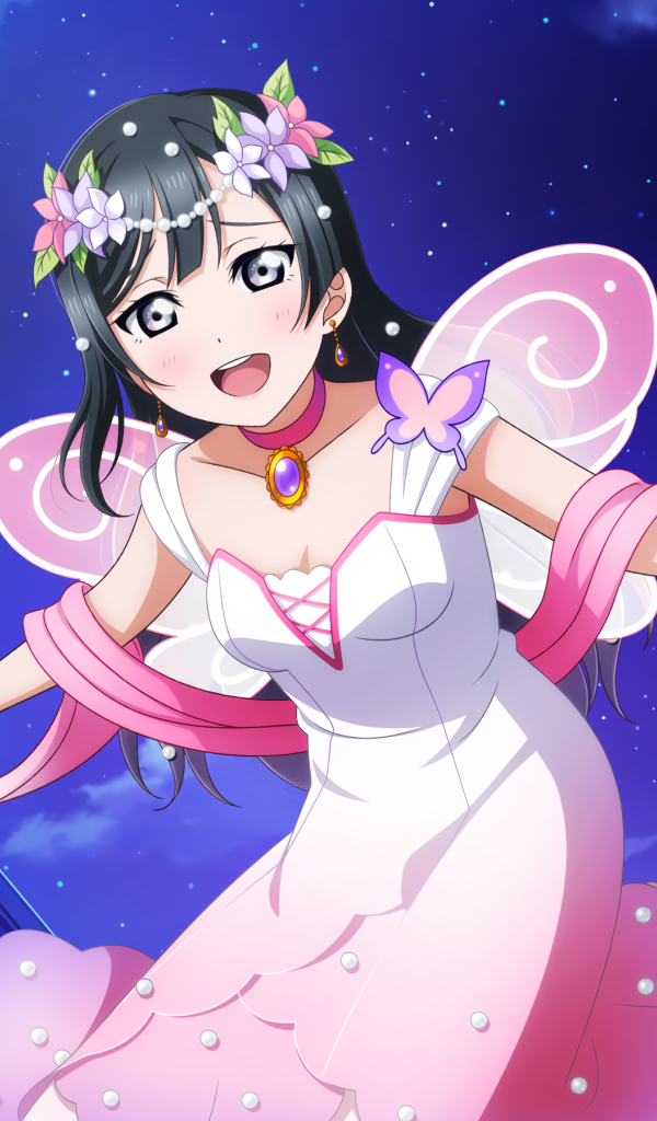 Красивая девушка аниме в розовом платье 