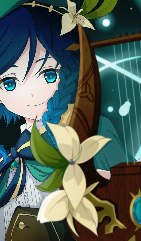 Красивая девушка аниме с косами