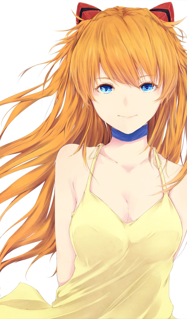 Красивая голубоглазая девушка аниме с рыжими волосами