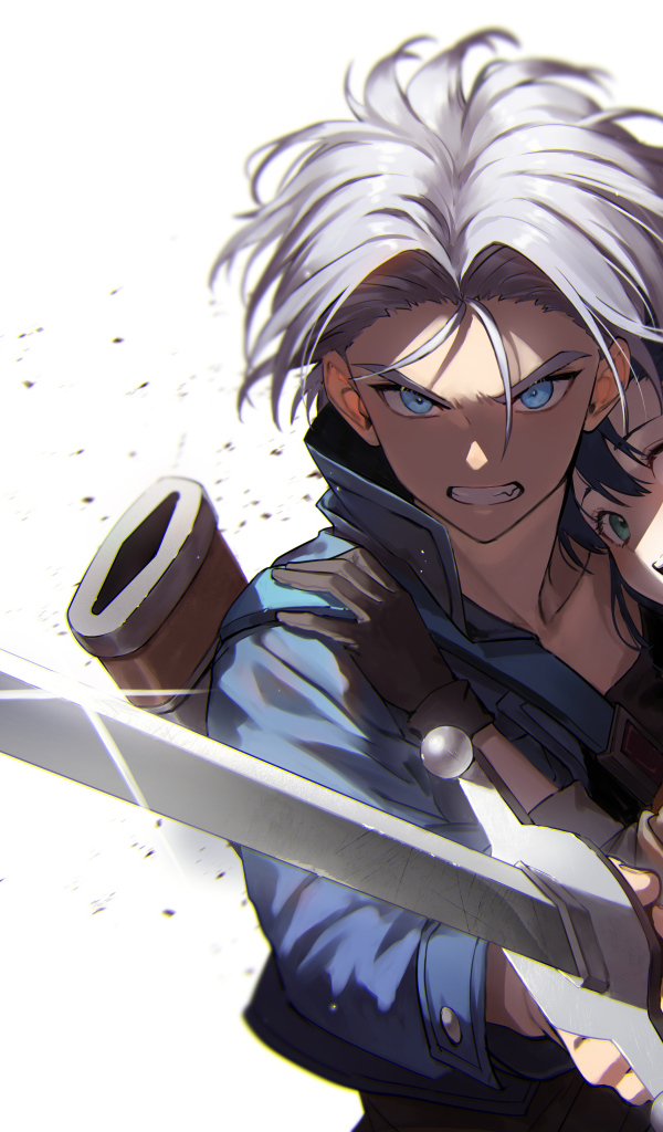 Парень и девушка на белом фоне аниме Драконий Жемчуг Зет