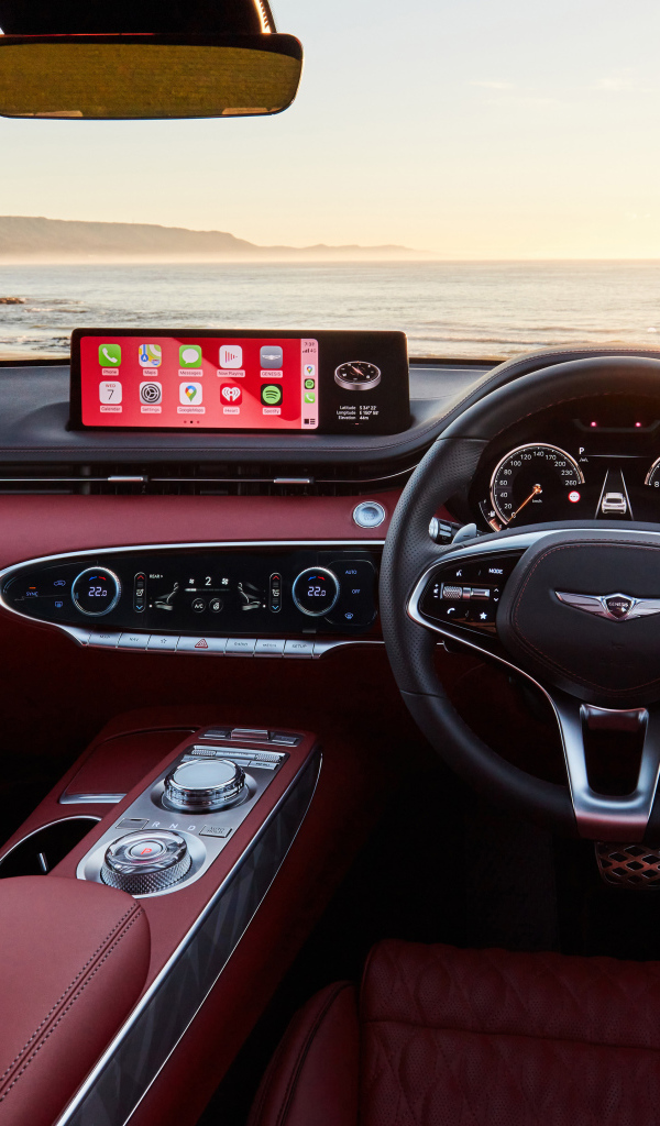 Красный кожаный салон Genesis GV70 2.5T AWD 2021 года