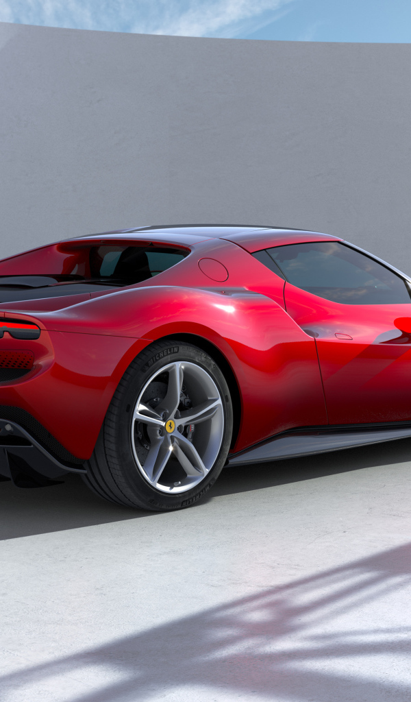 Спортивный Ferrari 296 GTB 2022 года вид сзади